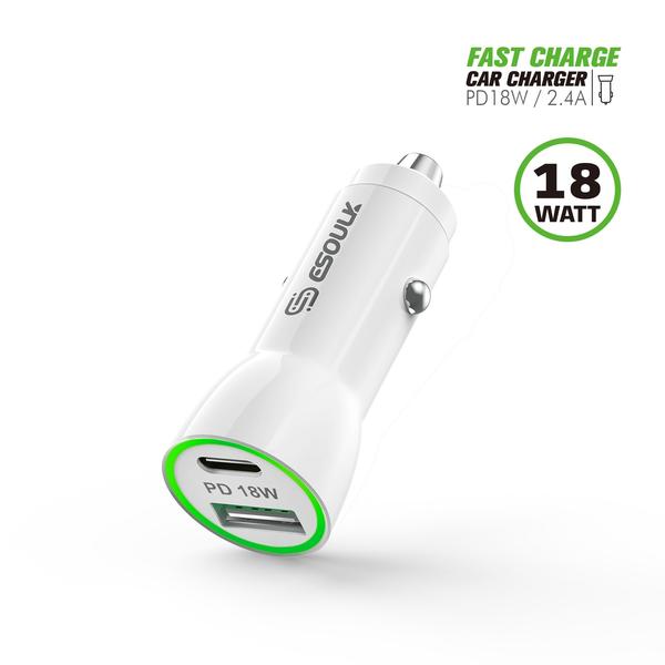 18W PD USB - A + C Fast Adapter LED Car Charger - Cosmic Tech